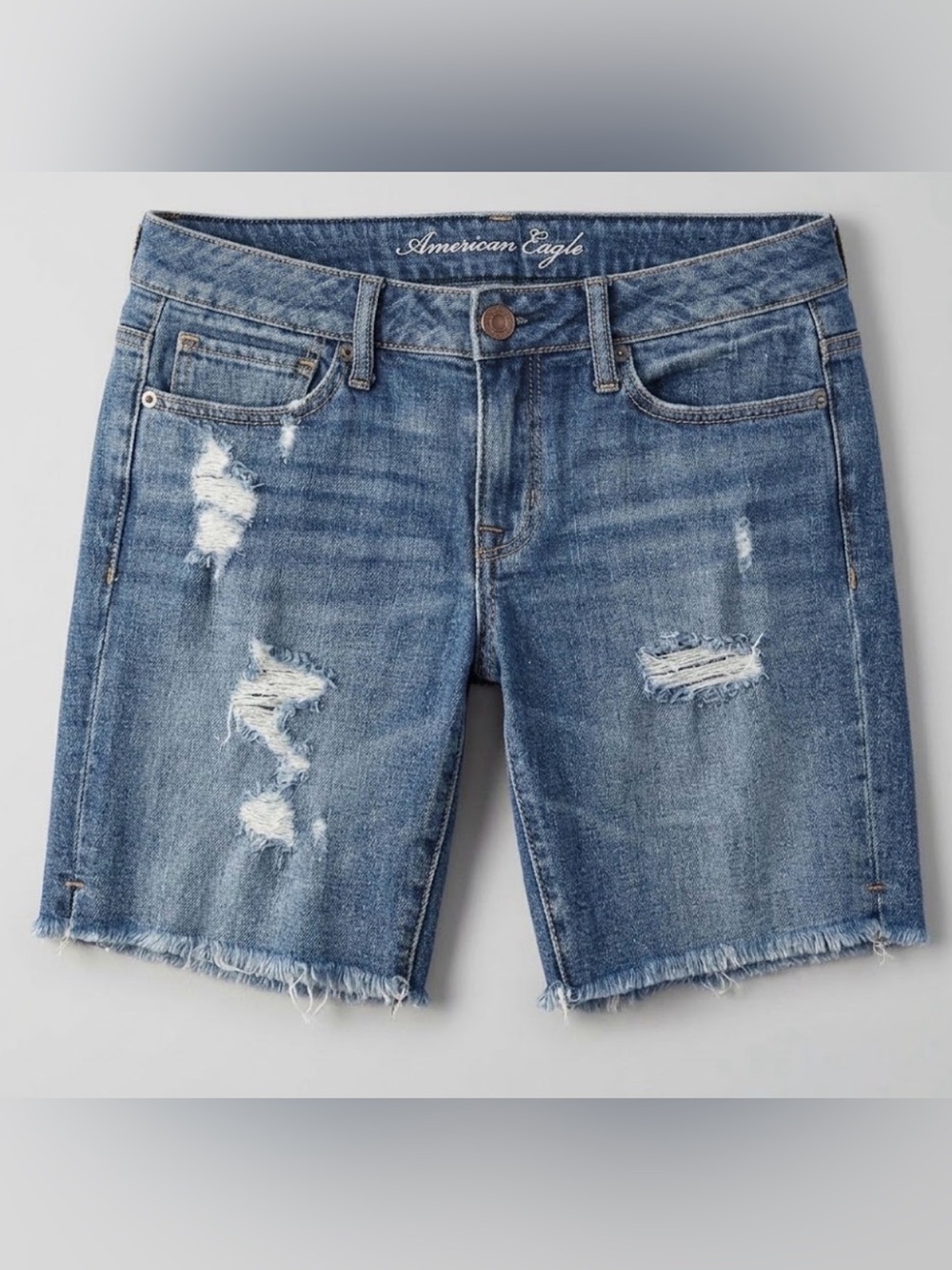 AMERICAN EAGLE Frayed Distressed Denim Shorts